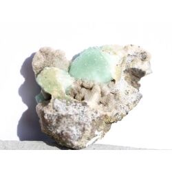 Apophyllit grün mit Stilbit Kristallstufe / Rohstein - Rarität - ca. 3,9 cm x 3,3 cm x 1,1 cm