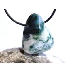 Moosachat gr&uuml;n Trommelstein gebohrt - sch&ouml;ne Qualit&auml;t - ca. 2,8 cm x 2,2 cm x 1,5 cm