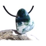 Moosachat gr&uuml;n Trommelstein gebohrt - sch&ouml;ne...