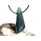 Moosachat gr&uuml;n XXXL Schmuckstein / Scheibenstein gebohrt - AA-Sonderqualit&auml;t - Handarbeit - ca. 5 cm x 1,8 cm x 0,9 cm