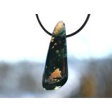 Moosachat gr&uuml;n XXXL Schmuckstein / Scheibenstein gebohrt - AA-Sonderqualit&auml;t - Handarbeit - ca. 5 cm x 1,8 cm x 0,9 cm