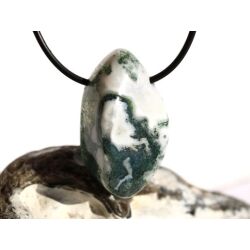 Moosachat gr&uuml;n XXL Schmuckstein / Trommelstein gebohrt - Sonderqualit&auml;t - ca. 4 cm x 2,4 cm x 1,6 cm
