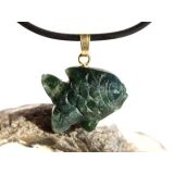 Moosachat gr&uuml;n "Fisch" Schmuckstein...