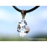 Herkimer Diamant Doppelender Kristall Anh&auml;nger Silber&ouml;se - AA-Sonderqualit&auml;t - Rarit&auml;t - ca. 3,3 cm x 1,6 cm x 1,4 cm