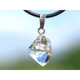 Herkimer Diamant Doppelender Kristall Anhänger Silberöse Schmucksdose - AA-Sonderqualität - Rarität - ca. 2,6 cm x 1,2 cm x 0,8 cm