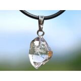 Herkimer Diamant Doppelender Kristall Anhänger Silberöse Schmucksdose - AA-Sonderqualität - Rarität - ca. 2,6 cm x 1,2 cm x 0,8 cm