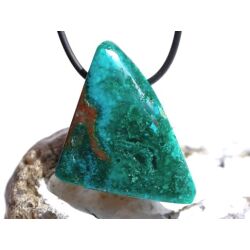 Dioptas mit Chrysokoll XL Schmuckstein / Scheibenstein gebohrt - Sonderqualität - Rarität - Handarbeit - ca. 3,7 cm x 3,5 cm x 1,5 cm