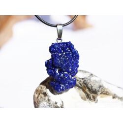 Azurit Kristallstufe / Rohstein Anh&auml;nger Silber&ouml;se - AAA-Sonderqualit&auml;t - Rarit&auml;t - ca. 4,4 cm x 2,3 cm x 1,5 cm