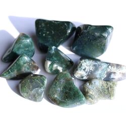 Moosachat gr&uuml;n Trommelsteine - sch&ouml;ne Qualit&auml;t - ca. 2,8 - 3,5 cm / ca. 14 g/St (Fair Trade / Fairer Handel)