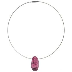 Stahlreifen / Halsreif mit Drehverschluss - stahlgrau / silber - 1 dickere Kordel (1 mm) - ca. 50 cm -
