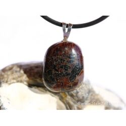 Granat Almandin Schmuckstein / Trommelstein Anhänger Silberöse - ca. 2,7 cm x 1,6 cm x 0,9 cm - Sonderpreis wg. Makel -