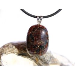 Granat Almandin Schmuckstein / Trommelstein Anh&auml;nger Silber&ouml;se - ca. 2,8 cm x 1,6 cm x 1 cm