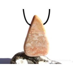 Baryt apricot (Schwerspat) XXXL Schmuckstein / Scheibenstein gebohrt - Handarbeit - Sonderqualität - Fairer Handel - ca. 5,9 cm x 3,7 cm x 0,8 cm