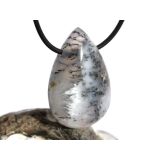 Dendritenchalcedon XL Schmuckstein Cabochon gebohrt - Sonderqualität - ca. 3,7 cm x 2,4 cm x 1,2 cm