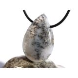 Dendritenchalcedon XL Schmuckstein Cabochon gebohrt - Sonderqualität - ca. 3,7 cm x 2,4 cm x 1,2 cm