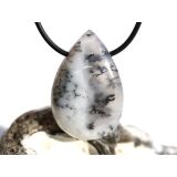 Dendritenchalcedon XL Schmuckstein Cabochon gebohrt - Sonderqualität - ca. 3,7 cm x 2,4 cm x 1,2 cm