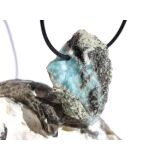 Larimar XXL Rohstein gebohrt  (Pektolith blau) -...