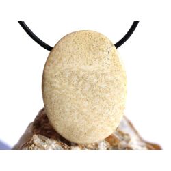 Versteinerte Koralle XXL Schmuckstein Cabochon / Scheibenstein gebohrt - ca. 4 cm x 3 cm x 0,9 cm