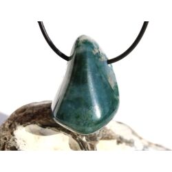 Moosachat gr&uuml;n XL Schmuckstein / Trommelstein gebohrt - Sonderqualit&auml;t - ca. 3,8 cm x 2,5 cm x 1,8 cm