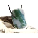 Moosachat grün XXL Schmuckstein / Trommelstein gebohrt - Sonderqualität - ca. 3,9 cm x 3,1 cm x 2,4 cm