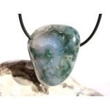 Moosachat grün XXL Schmuckstein / Trommelstein gebohrt - Sonderqualität - ca. 3,9 cm x 3,1 cm x 2,4 cm