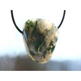 Moosachat grün XXL Schmuckstein / Trommelstein gebohrt - Sonderqualität - ca. 3,9 cm x 3,1 cm x 2,4 cm