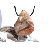 Versteinertes Holz XXL Scheibenstein / Schmuckstein gebohrt - Sonderqualität - ca. 4,7 cm x 3,3 cm x 1,1 cm