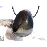 Goldobsidian XL Trommelstein / Schmuckstein gebohrt -...