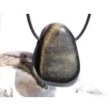 Goldobsidian XL Trommelstein / Schmuckstein gebohrt - AA-Sonderqualität - ca. 3,8 cm x 2,8 cm x 2,1 cm