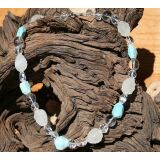 Bergkristall-Aragonit blau-Halskette mit 925iger Silber -...