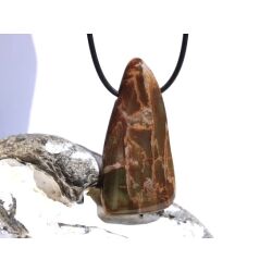 Versteinertes Holz XXXL Scheibenstein / Schmuckstein gebohrt - Sonderqualität - ca. 5,3 cm x 2,6 cm x 0,8 cm