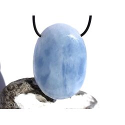 Calcit blau XXXL Schmuckstein Cabochon / Trommelstein gebohrt - AA-Sonderqualität - ca. 5,7 cm x 4 cm x 1,4 cm