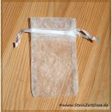 Organzabeutel silber-wei&szlig; mit Kordel, klein, ca. 6 cm x 10 cm