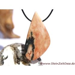 Rosenlaui-Marmor XXXL Schmuckstein / Scheibenstein gebohrt - AA-Sonderqualit&auml;t - Handarbeit - Rarit&auml;t - ca. 6 cm x 3,1 cm x 1 cm (Fairer Handel)