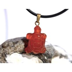 Karneol "Schildkröte" (gebr.) Anhänger Öse - ca. 2,7 cm x 1,4 cm x 0,8 cm