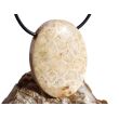 Versteinerte Koralle XXL Schmuckstein Cabochon / Scheibenstein gebohrt - ca. 4 cm x 3 cm x 0,9 cm