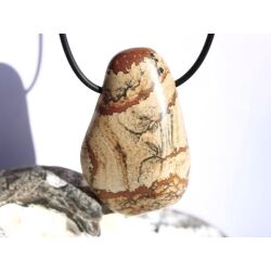 Landschaftsjaspis XXL Trommelstein gebohrt - Sonderqualität - ca. 4,9 cm x 3,1 cm x 1,5 cm