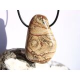 Landschaftsjaspis XXL Trommelstein gebohrt - Sonderqualität - ca. 4,9 cm x 3,1 cm x 1,5 cm