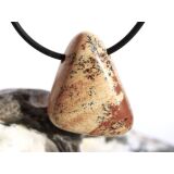 Landschaftsjaspis Trommelstein / Schmuckstein gebohrt -...