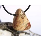 Landschaftsjaspis Trommelstein / Schmuckstein gebohrt -...