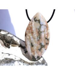 Ozeanachat XXXL Schmuckstein Cabochon / Scheibenstein gebohrt (Ozeanchalcedon / Ozeanjaspis) - Sonderqualit&auml;t - ca. 6 cm x 3,1 cm x 0,9 cm