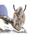 Ozeanachat XXXL Schmuckstein Cabochon / Scheibenstein gebohrt (Ozeanchalcedon / Ozeanjaspis) - Sonderqualit&auml;t - ca. 6 cm x 3,1 cm x 0,9 cm
