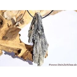 Disthen schwarz "radialstrahlig" XXXL Stufe / Rohstein gebohrt (Cyanit / Kyanit) - Rarität - Sonderqualität - ca. 10,3 cm x 3,7 cm x 1,6 cm (GKS)