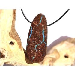 Boulderopal (Edelopal) XXXL Schmuckstein / Scheibenstein gebohrt - Rarität - Sonderqualität - Handarbeit - ca. 6,2 cm x 2,5 cm x 0,8 cm