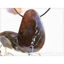 Boulderopal (Edelopal) XXXL Schmuckstein Cabochon / Scheibenstein gebohrt - Rarität - Sonderqualität - Handarbeit - ca. 6,1 cm x 4 cm x 1 cm