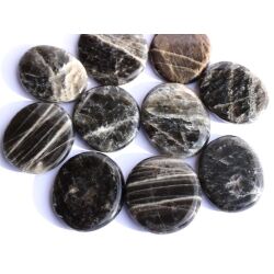 Mondstein schwarz (Feldspat) XXL Scheibensteine - Sonderqualität - ca. 4 - 4,4 cm / ca. 19-22g/St