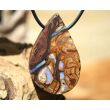 Boulderopal (Edelopal) XXL Schmuckstein gebohrt - Rarität - Sonderqualität - Handarbeit - ca. 4,4 cm x 3,3 cm x 1,6 cm (GKS)
