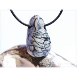 Pinolith (Pinolit / Eisblumen-Magnesit) Trommelstein gebohrt - Sonderqualität - ca. 3 cm x 1,8 cm x 1,2 cm