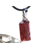 Turmalin rosarot (Rubellit) Kristallstab / Rohsteinform Anhänger Silberöse Schmuckdose - Rarität - AA-Sonderqualität - ca. 3 cm x 1,1 cm x 0,9 cm