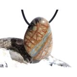 Picasso-Marmor XL Trommelstein / Schmuckstein gebohrt -...